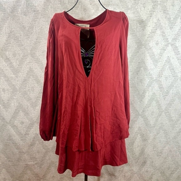free people made in philadelphia red beck dress size S - Picture 2 of 8